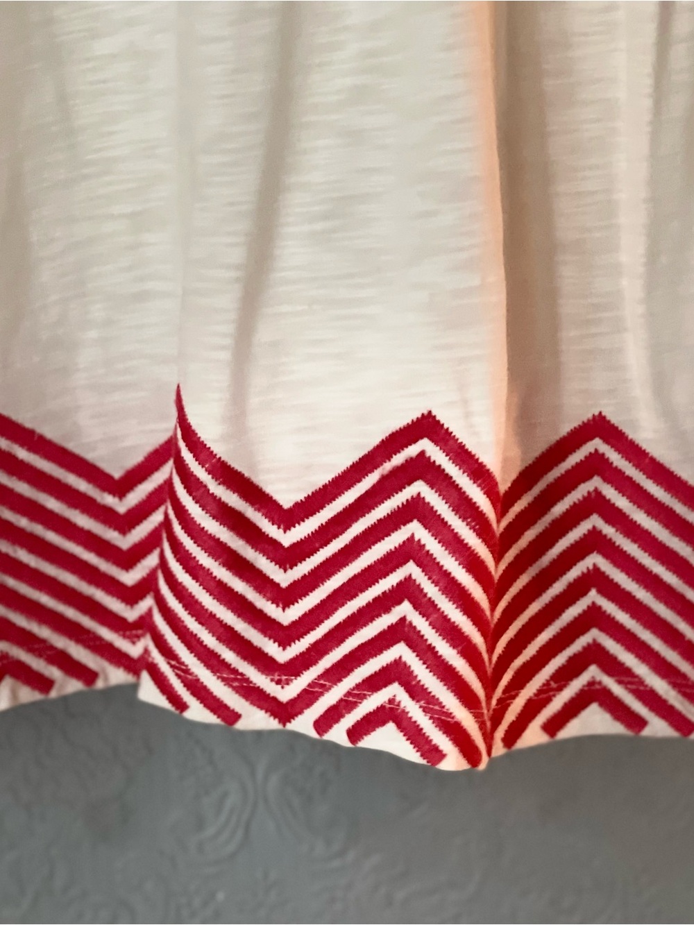 Vintage Tommy Hilfiger, Medium Cream Cotton Tank Dress with Coral Chevron Accent - Picture 4 of 5